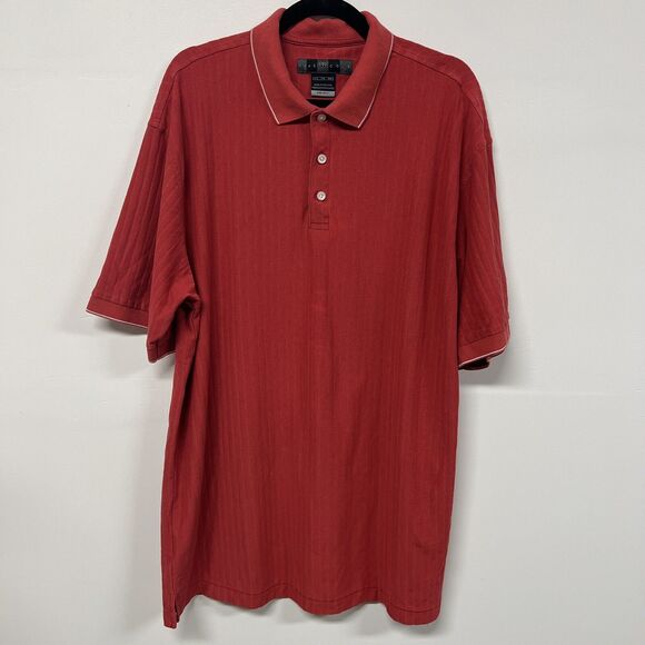 Nike Dri-FIT Performance Polo XXL Red Ribbed Knit White Collar Golf Shirt Tennis - Picture 2 of 13